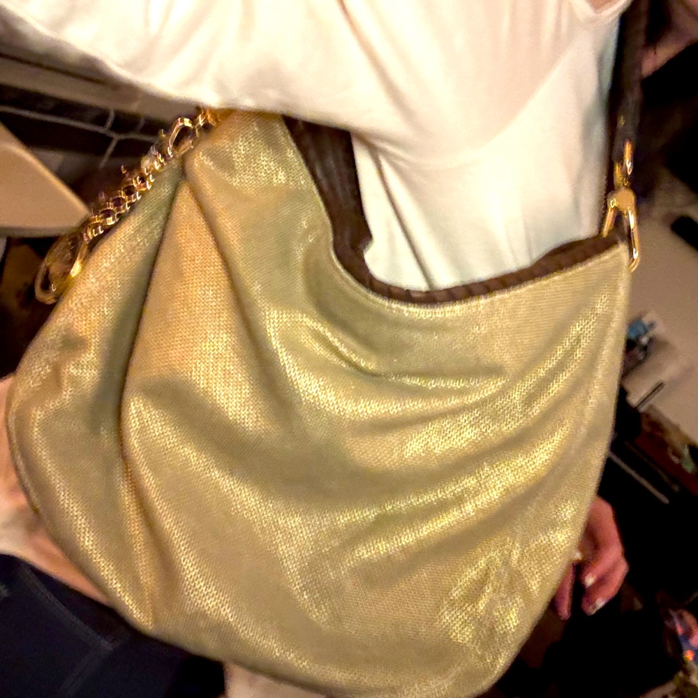 Michael Kors Bennet Straw Hobo Shoulder Bag With Gold Hardware & Tassel